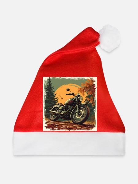Motorcycle in Heritage Texture - Weihnachtsmütze - Rot - Vorne