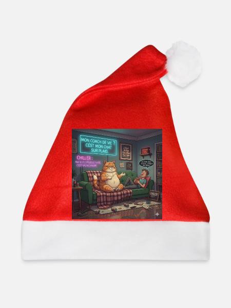 Chill Katze Auf Neon Plaid - Weihnachtsmütze - Rot
