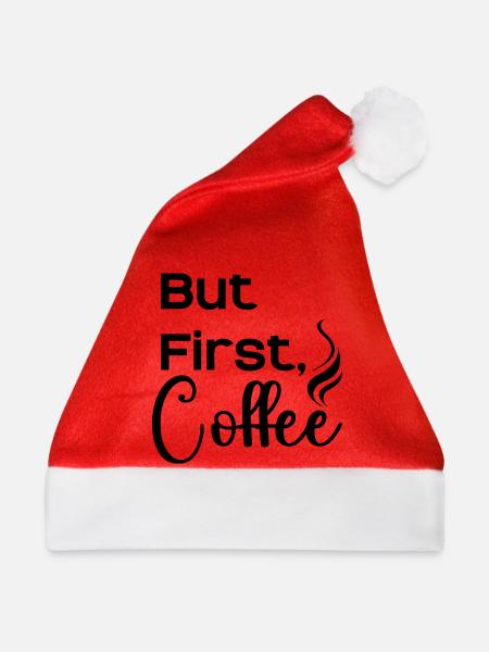 But_First_Coffee_cool - Weihnachtsmütze - Rot