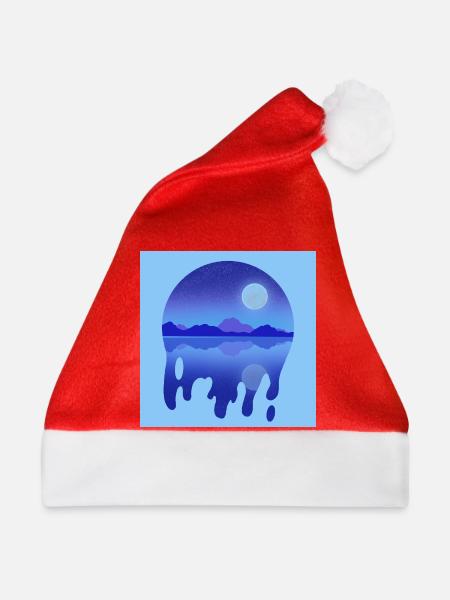 Nächtlicher See - Weihnachtsmütze - Rot