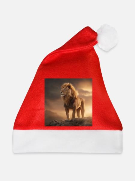 Löwenkönig Majestätisch im Abendlicht - Weihnachtsmütze - Rot
