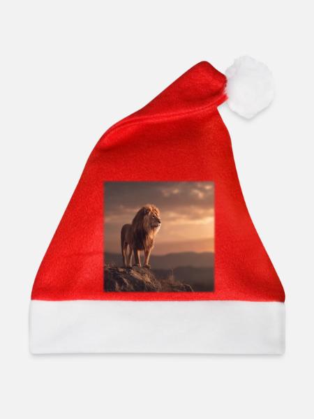 Majestätisch der Löwenkönig im Abendlicht - Weihnachtsmütze - Rot