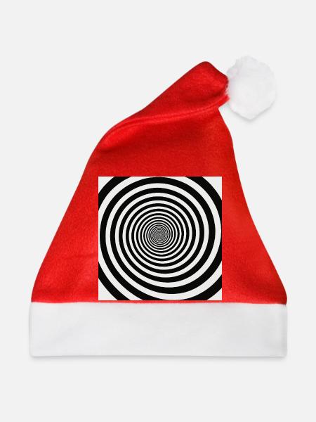 Hypnotische schwarz-weiße Spirale - Weihnachtsmütze - Rot - Vorne