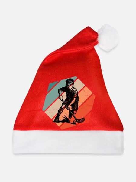 Modernes Floorball Artwork - Weihnachtsmütze - Rot
