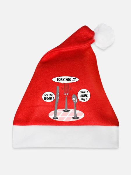 GABEL, BIS ZUM LÖFFEL, HAB EINEN MESSERTAG! - Weihnachtsmütze - Rot - Vorne