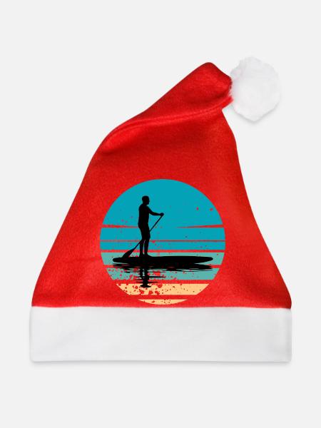 Paddleboard mit maritimer Atmosphäre im Retro-Stil - Weihnachtsmütze - Rot