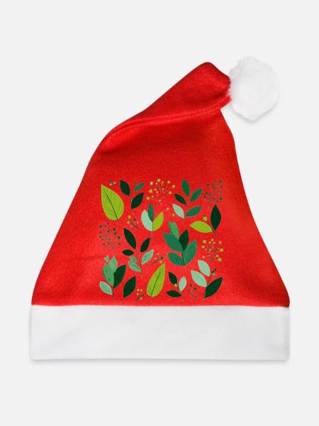 grüne Blätter - Weihnachtsmütze - Rot
