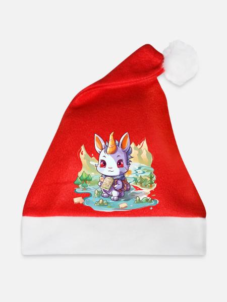 Wandernder Einhornhase mit Karte - Weihnachtsmütze - Rot - Vorne