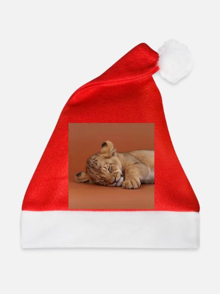 Schlafendes Gepardenjunges - Weihnachtsmütze - Rot