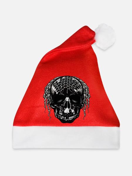 Schädel mit Netzmuster Dreadlocks - Weihnachtsmütze - Rot