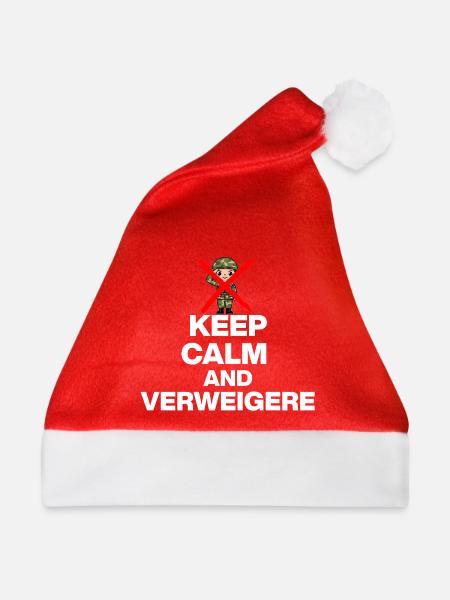 KEEP CALM AND VERWEIGERN! MUSTERUNG WEHRPFLICHT w - Weihnachtsmütze - Rot - Vorne