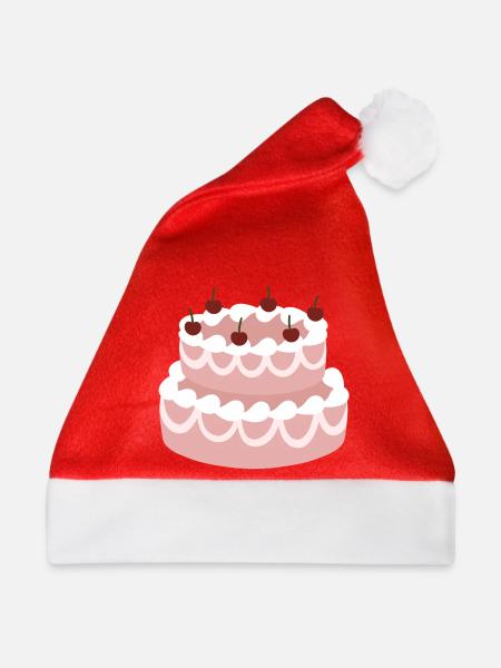 Kirschrosa Schichtkuchen - Weihnachtsmütze - Rot