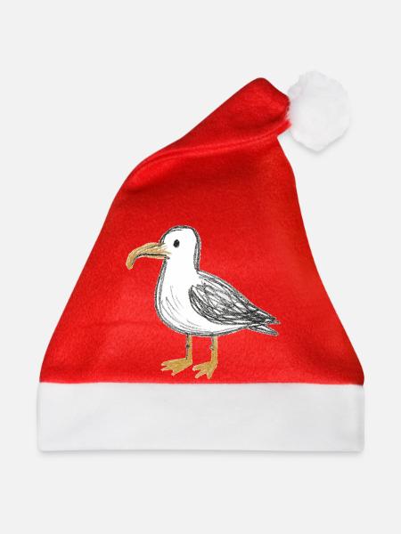 Küstenvogel Skizze Seagull Möwe Norddeutsch - Weihnachtsmütze - Rot