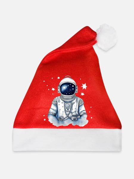 Astronaut im Sternenraum - Weihnachtsmütze - Rot