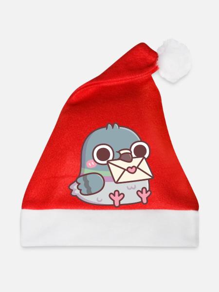 Süße Taube mit Liebesbrief - Weihnachtsmütze - Rot
