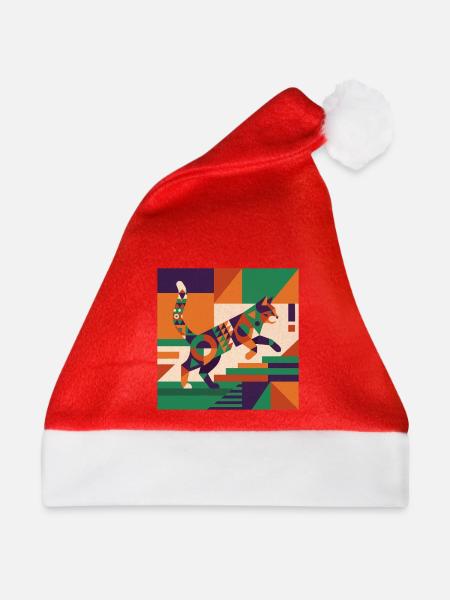 Geometrischer Tiger Farbspiel - Weihnachtsmütze - Rot