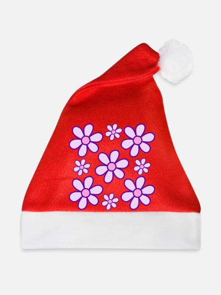 Abstrakte Blumen - Weihnachtsmütze - Rot