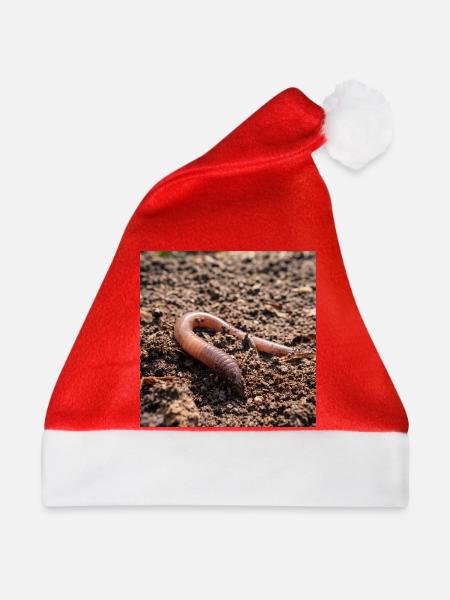 Regenwürmer im Boden - Weihnachtsmütze - Rot