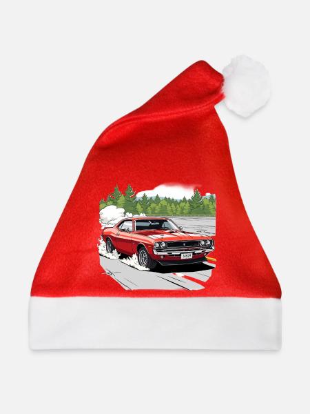 Klassische Auto-Drift in Rot - Weihnachtsmütze - Rot