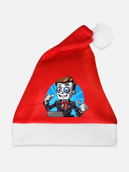 Roboter-Streamer im Anzug - Weihnachtsmütze - Rot