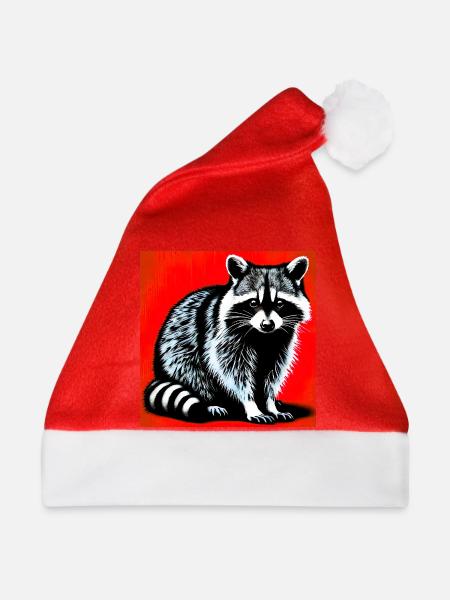 Waschbär - Weihnachtsmütze - Rot