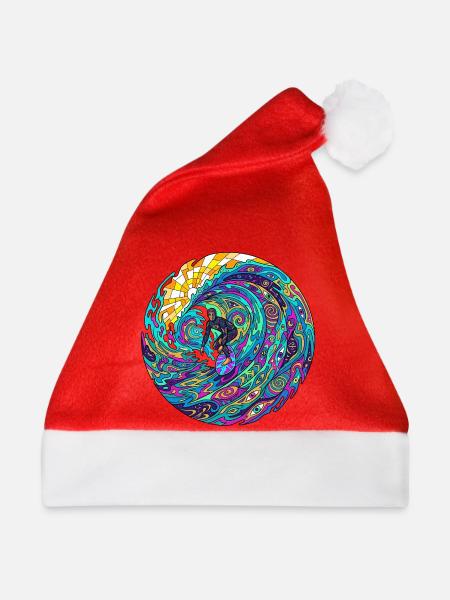 Psychedelische Surfwelle - Weihnachtsmütze - Rot