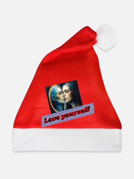 Liebe dich selbst Spiegelporträt - Weihnachtsmütze - Rot