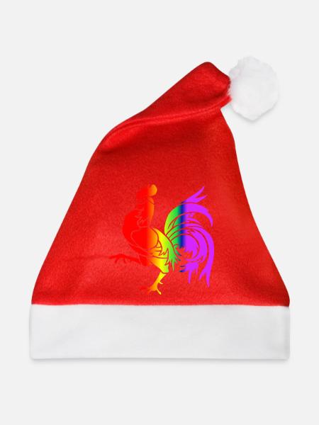 Bunter Regenbogenhahn - Weihnachtsmütze - Rot