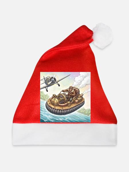 Steampunk-Luftboot-Flussjagd - Weihnachtsmütze - Rot - Vorne