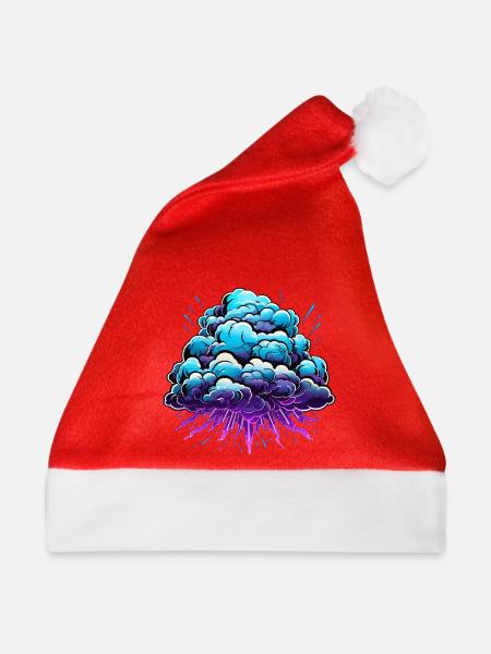 Blauer Wolkenknall Neon Burst - Weihnachtsmütze - Rot