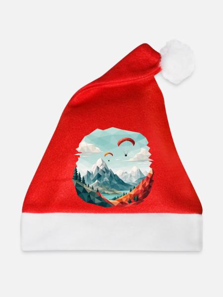 Paragliding Berglandschaft Polygonkunst - Weihnachtsmütze - Rot