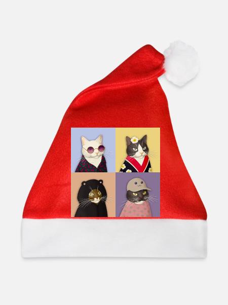 Cat Couture Quartett - Weihnachtsmütze - Rot