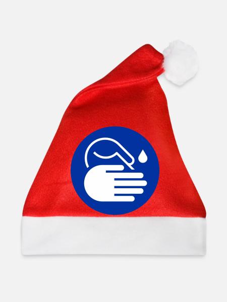 Hände waschen Icon - Weihnachtsmütze - Rot