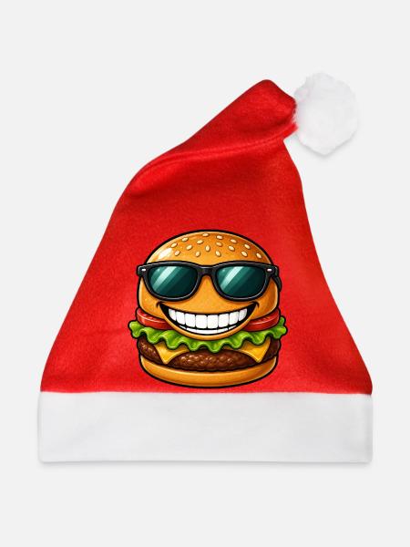 Cooler Cheeseburger mit Sonnenbrille Sommer - Weihnachtsmütze - Rot