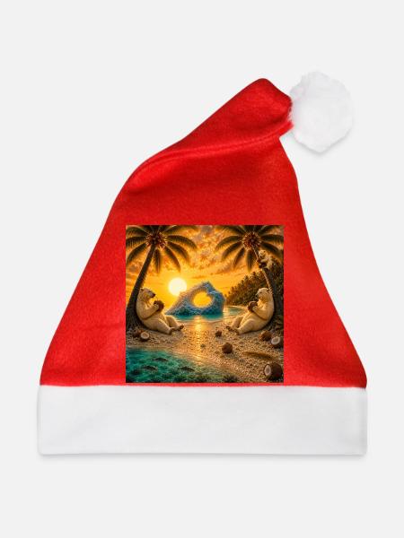 Arktischer Tropentraum mit Bären - Weihnachtsmütze - Rot