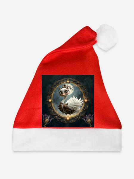 Steampunk-Schwan im Lunar Frame - Weihnachtsmütze - Rot