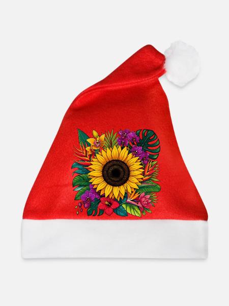 Sonnenblume Tropenblüte - Weihnachtsmütze - Rot