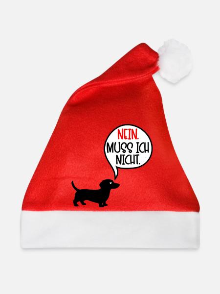 Dackel Hunde - Nein - Weihnachtsmütze - Rot