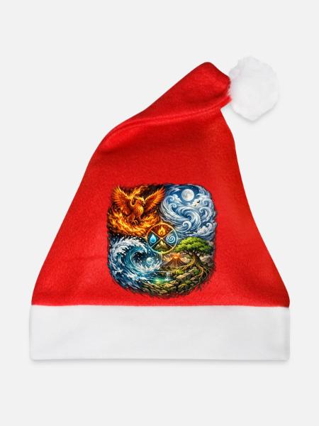 Phönix Feuer Wasser Erde Symbolkraft - Weihnachtsmütze - Rot