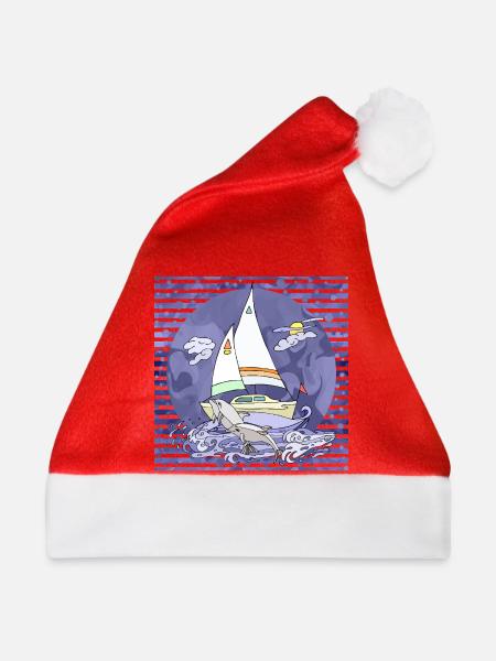 Segelboot - Weihnachtsmütze - Rot - Vorne