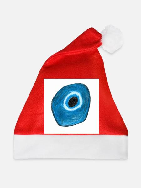 Blaues Auge in Kreisform - Weihnachtsmütze - Rot - Vorne