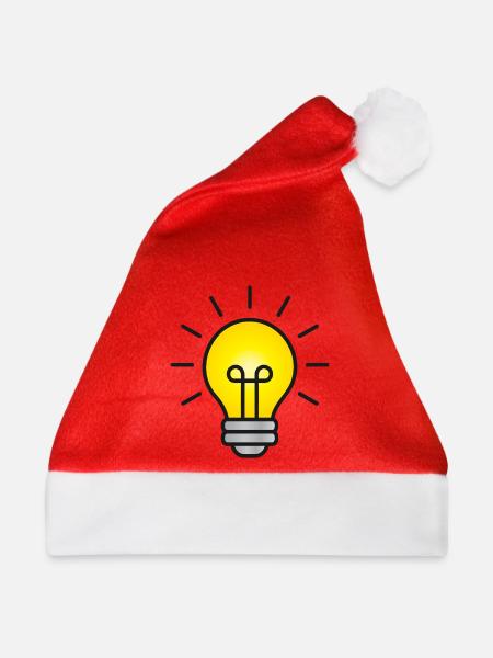 Hellgelbe Glühbirne - Weihnachtsmütze - Rot