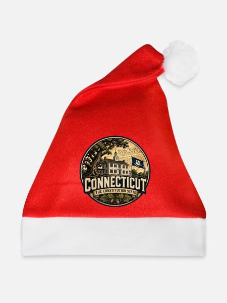 Connecticut Constitution State Retro Oak Abzeichen - Weihnachtsmütze - Rot