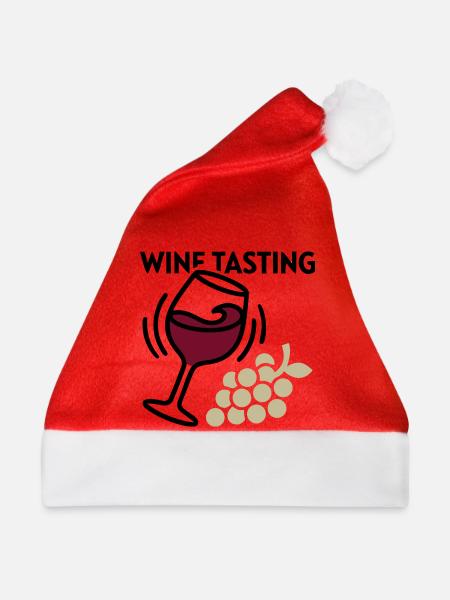 Weinprobe Glas Trauben Icon - Weihnachtsmütze - Rot