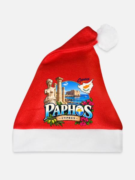 Paphos – Antike, Meer & Zypern - Weihnachtsmütze - Rot
