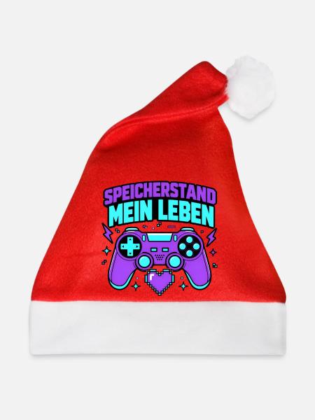 Speicherstand mein Leben Retro Gamer Controller - Weihnachtsmütze - Rot