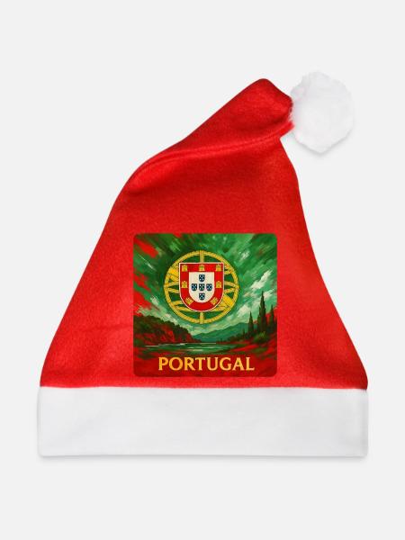 Portugal Emblem im Landschaftsdesign - Weihnachtsmütze - Rot