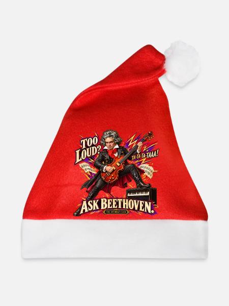 Lustiges Beethoven-Geschenk – Zu laut? Frag Beethoven! - Weihnachtsmütze - Rot