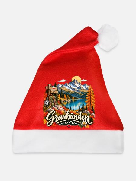 Graubünden Alpenpanorama - Weihnachtsmütze - Rot