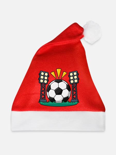 Fußball unter Stadionflutlicht - Weihnachtsmütze - Rot